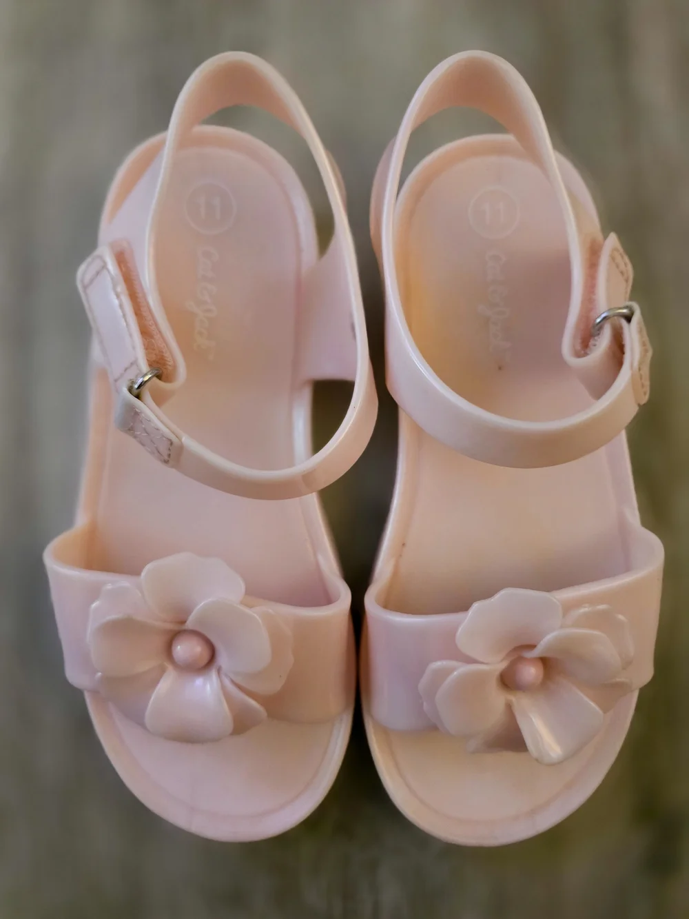 Cat & Jack Pink Jelly Sandals Girls Size 11 Floral Waterproof Summer Shoes